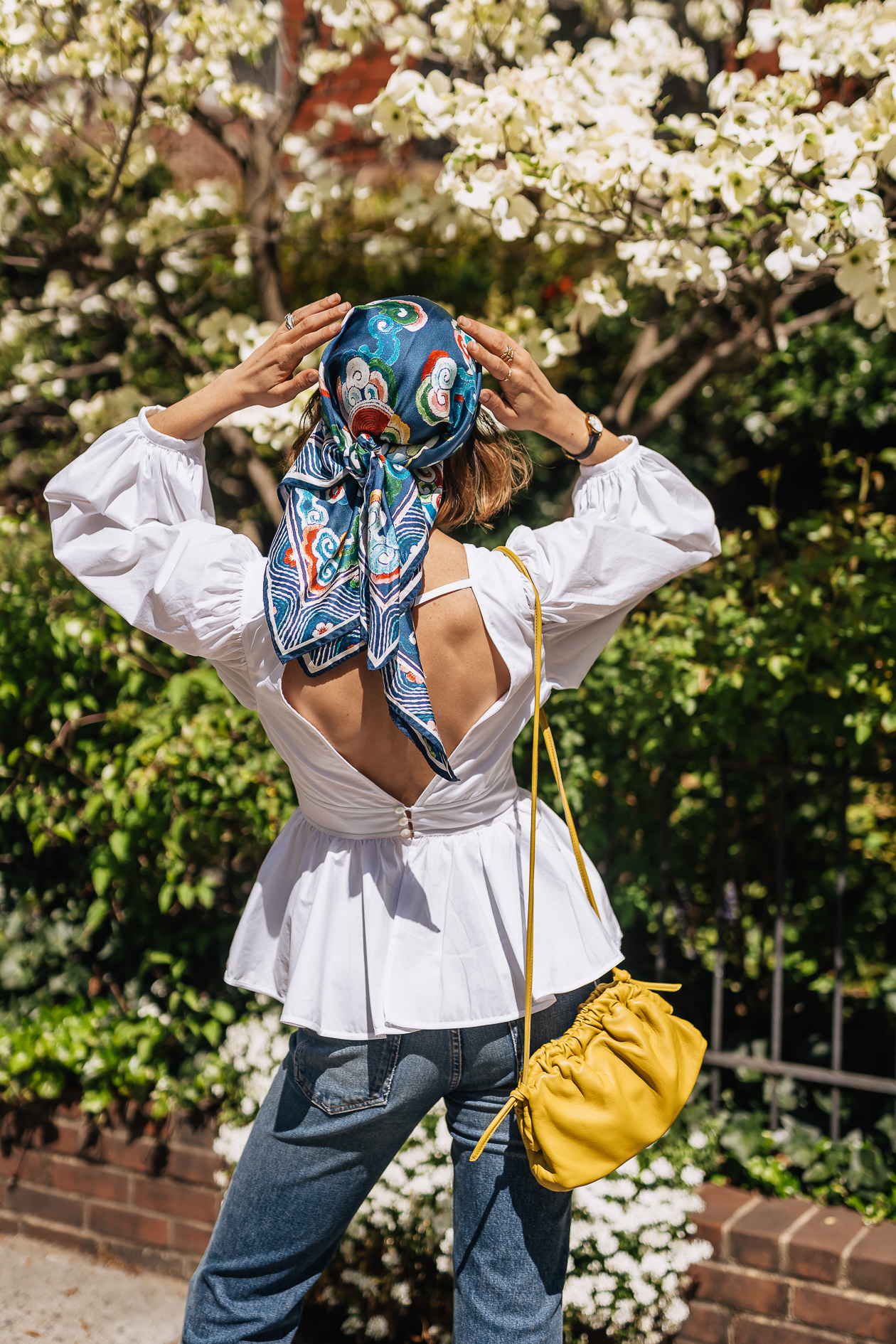 Headscarf Styling with a Puff-Sleeve Blouse — Scarf Outfits