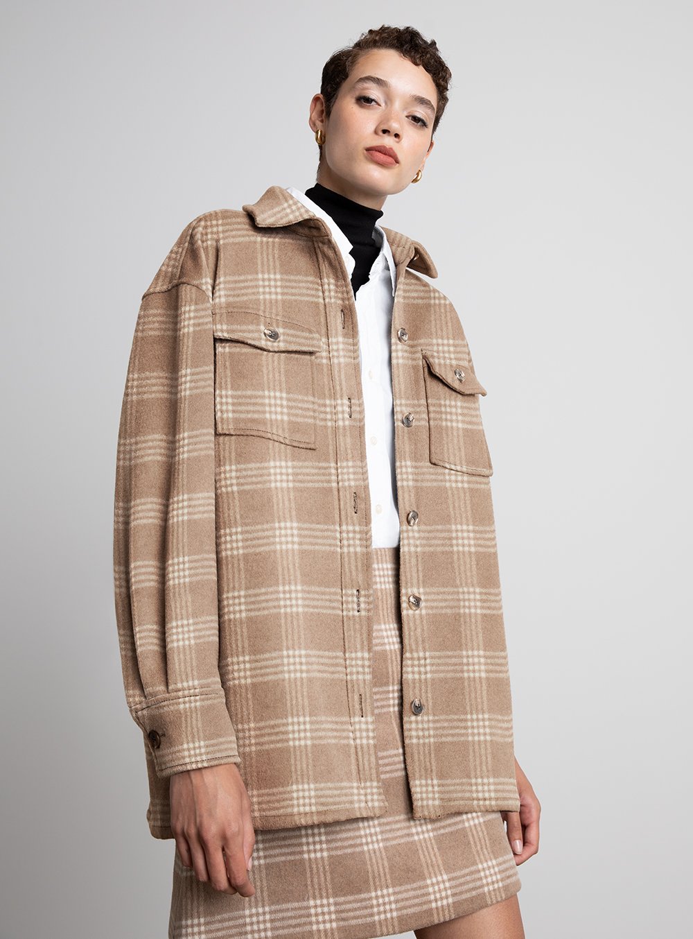 Cozy Plaid: Shacket Over Turtleneck and Skirt Cozy Plaid: Shacket Over Turtleneck and Skirt β Winter Concert Outfits