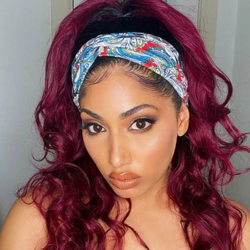 Burgundy Ponytail With Headband — Burgundy Hair Color