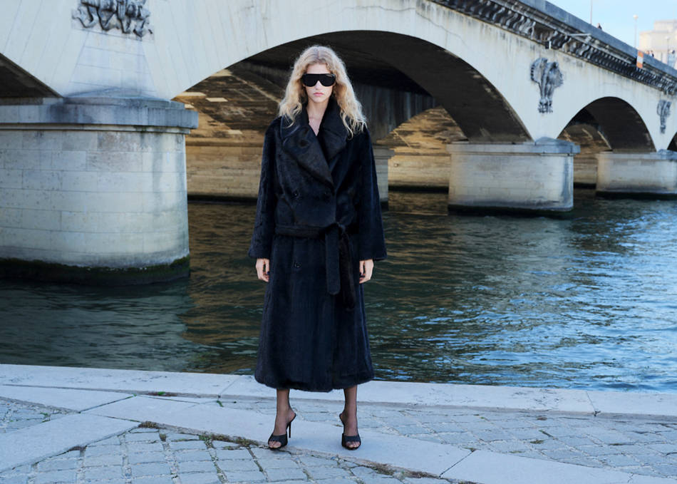 Faux Fur Coat Over a Black Dress for Elegant Evening Occasions — All Black Winter Outfits