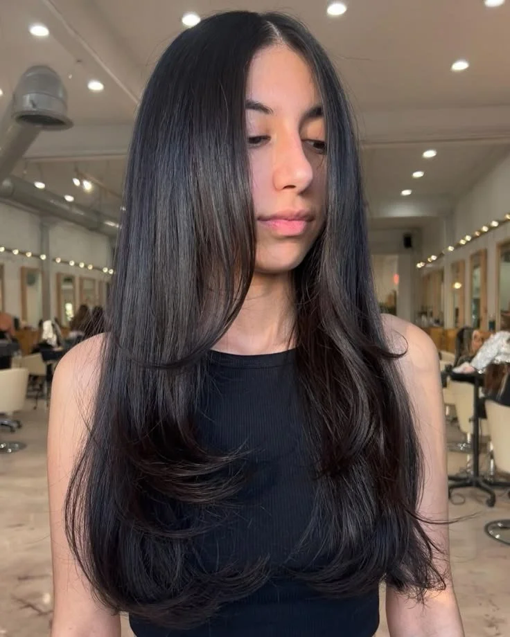 Mid-Back Layers with Natural Waves Mid-Back Layers with Natural Waves β Winter Haircuts for Thick Hair