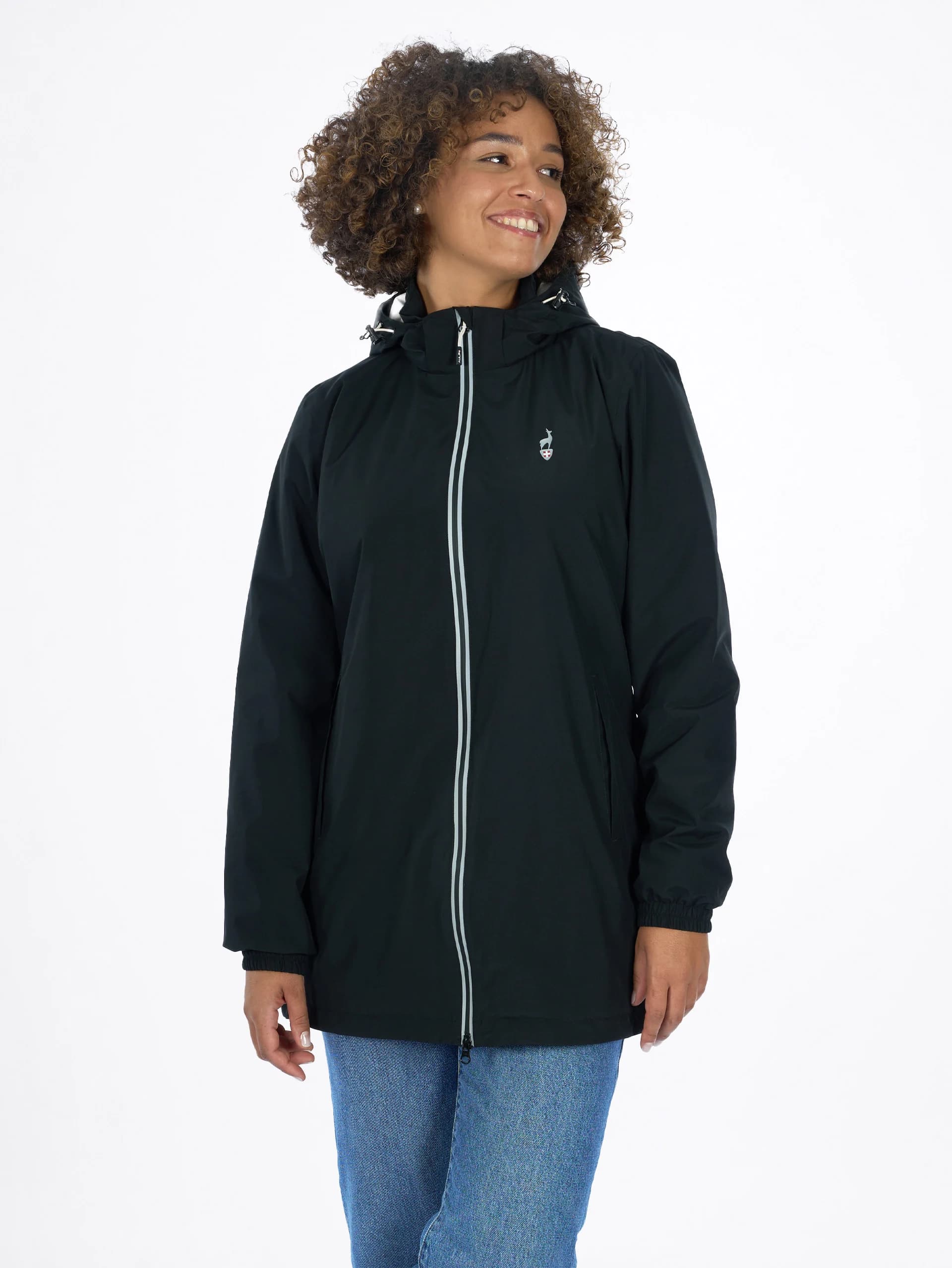 Black Hooded Jacket with Mint Green Zipper — Winter Workout Outfits