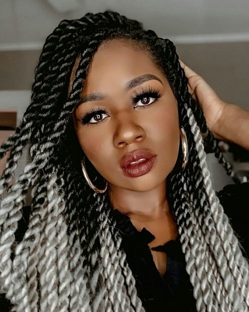 Black to Grey Silver Senegalese Twists — Winter Braid Colors for Black Women