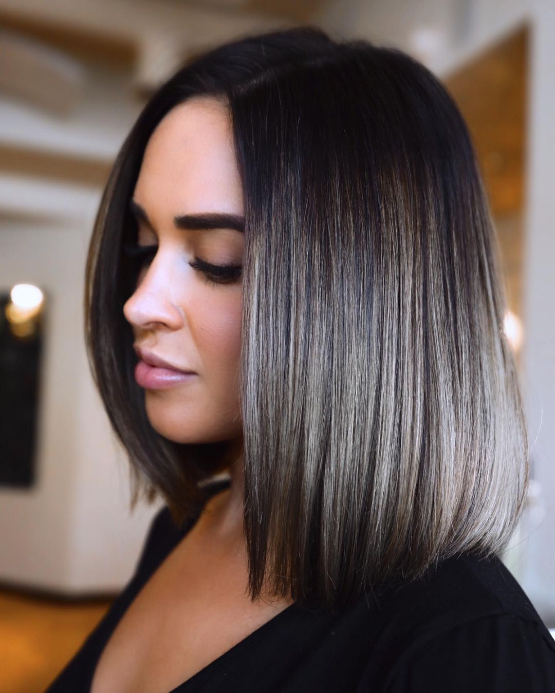 Sleek Ash Brown Bob With Cool Highlights Sleek Ash Brown Bob With Cool Highlights β Ash Brown Hair