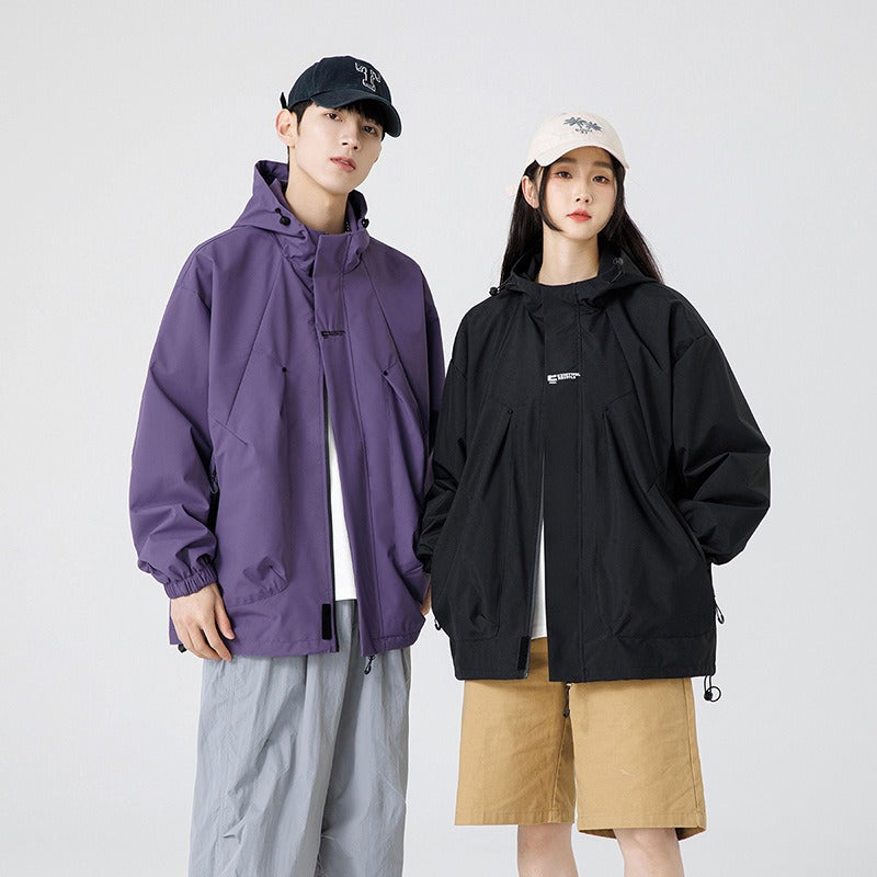 Bold Hues: Purple Hooded Jacket with Trousers Bold Hues: Purple Hooded Jacket with Trousers β Korean Winter Outfits