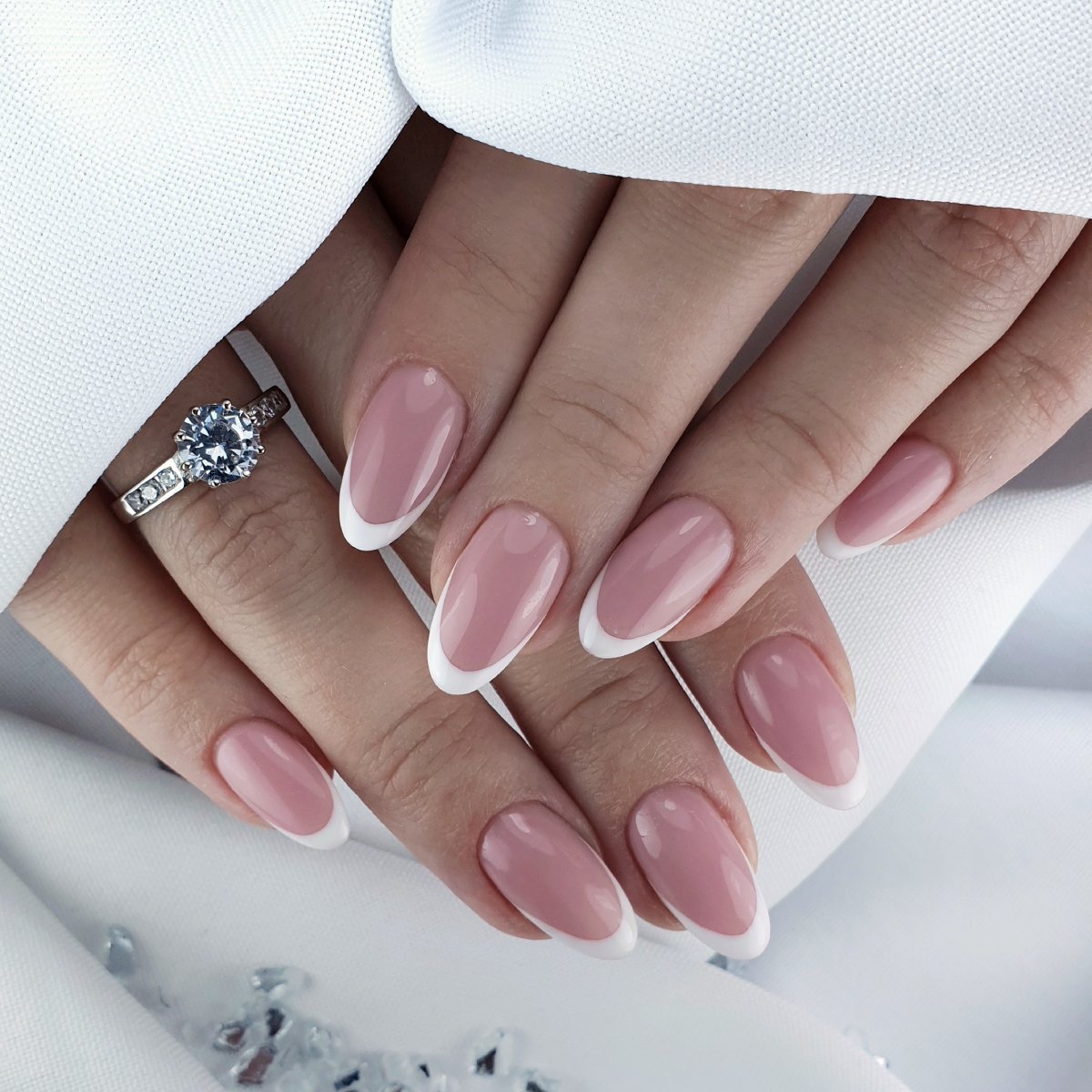 Classic French Manicure Ovals — Winter White Nails