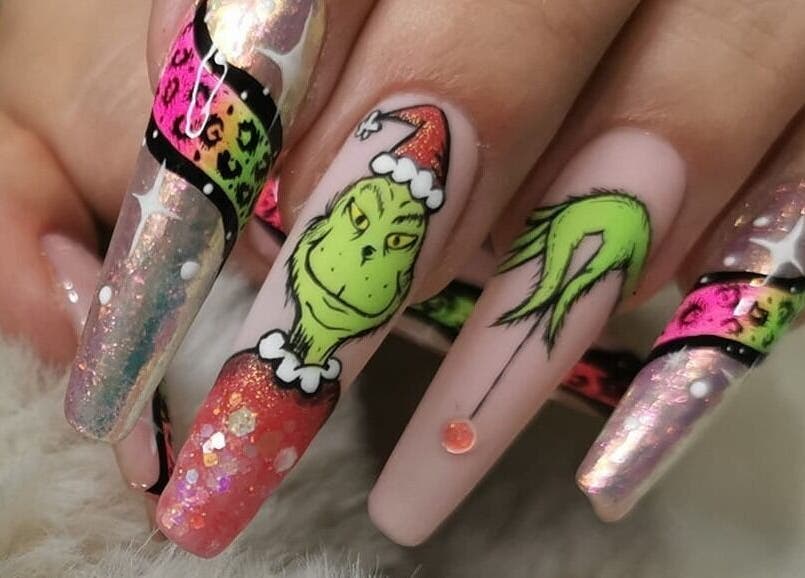 Extra Long Coffin Grinch Face With Neon Extra Long Coffin Grinch Face With Neon β Grinch Nails 2026