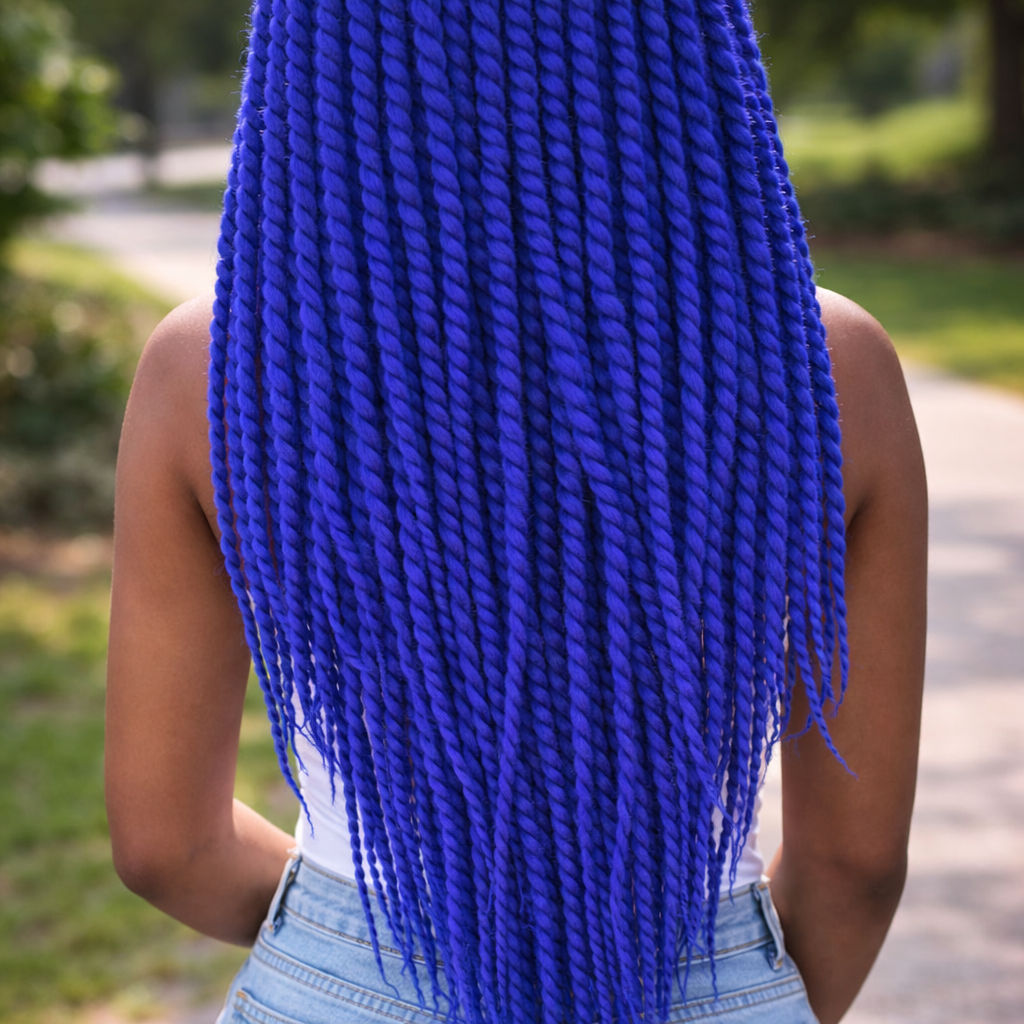 Royal Blue Coily Havana Twists — Winter Twist Hairstyles