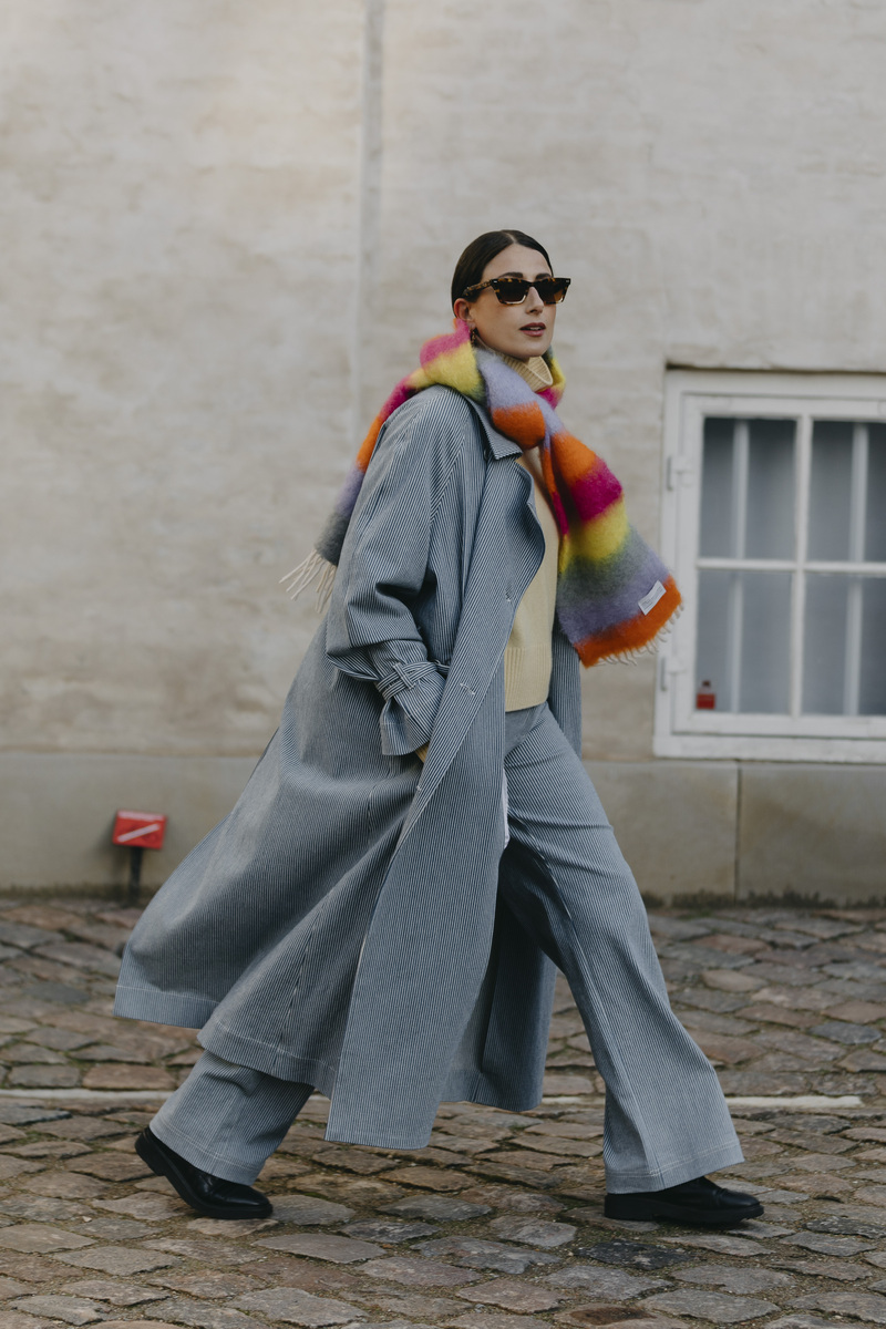 Pinstripe Power: Trench Coat Meets Casual Comfort — Europe Winter Outfits
