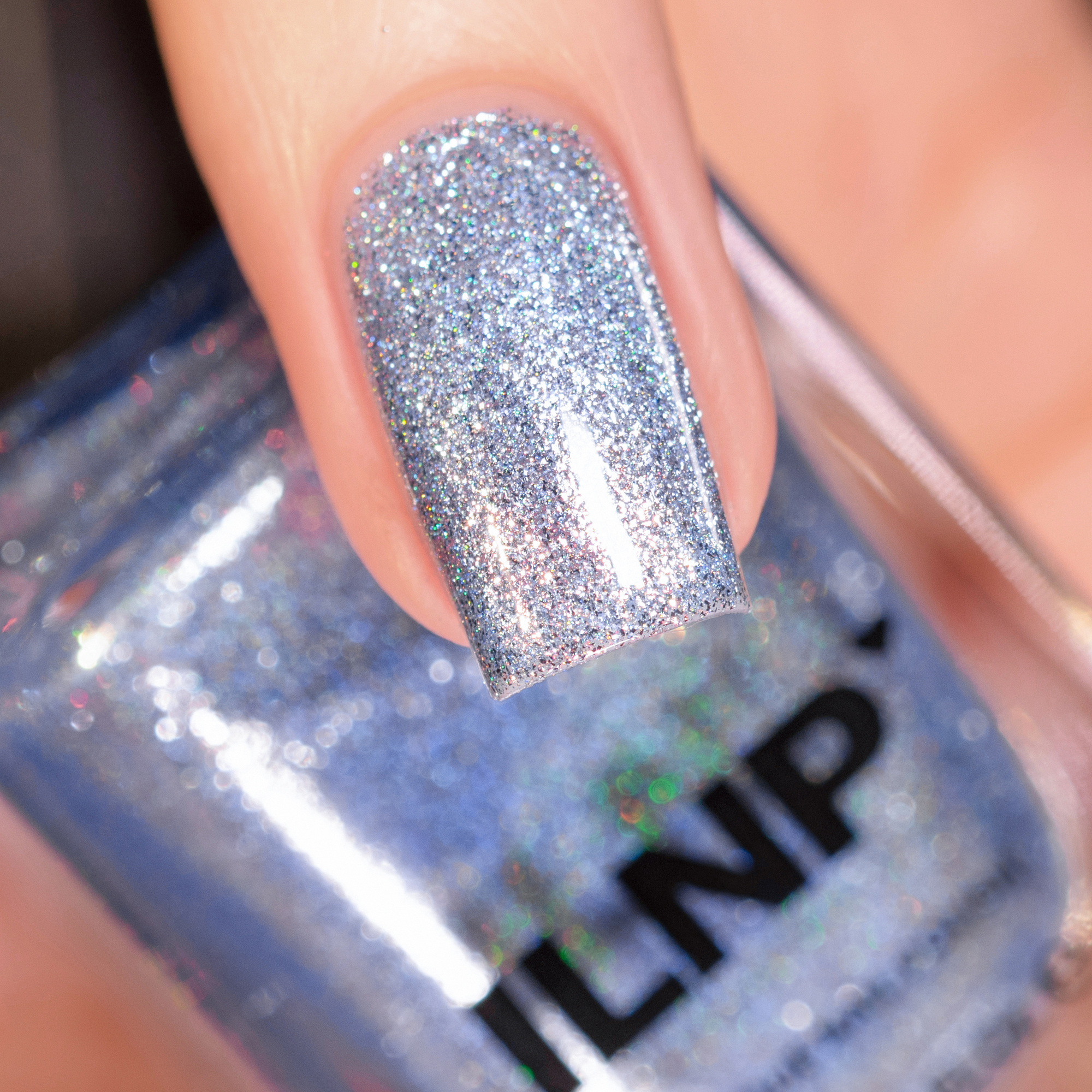 Pale Blue Holographic Glitter Short Nails Pale Blue Holographic Glitter Short Nails β Icy Blue Nails
