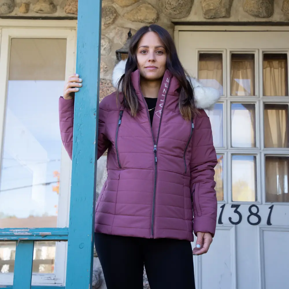 Purple Quilted Jacket with Fur-Lined Hood for Stylish Winter Layers — Winter Jackets for Women