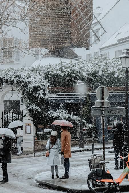 Light Blue Coat and Red Umbrella: Snowy Day Chic — London Winter Outfits