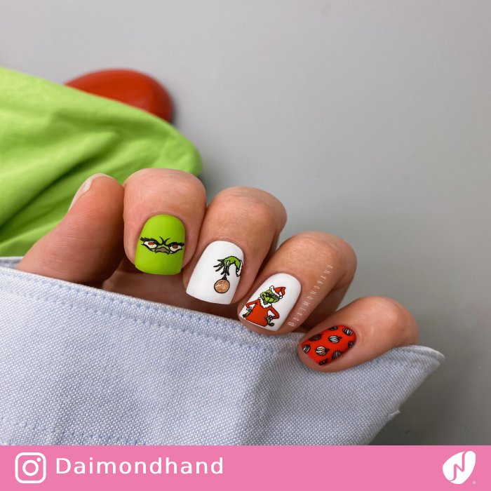 Short Square Grinch Face And Plaid Short Square Grinch Face And Plaid β Grinch Nails 2026