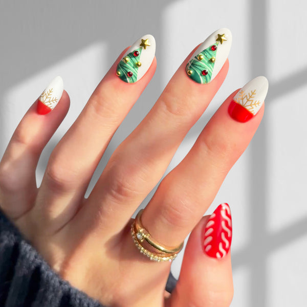 Christmas Trees and Red French Tips Christmas Trees and Red French Tips β Christmas Nails for Teens 2026
