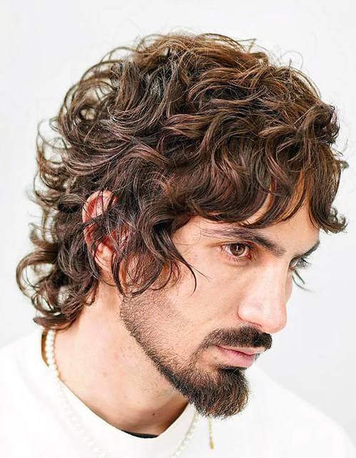 Shoulder Length Dark Brown Curls — Winter Hairstyles for Men
