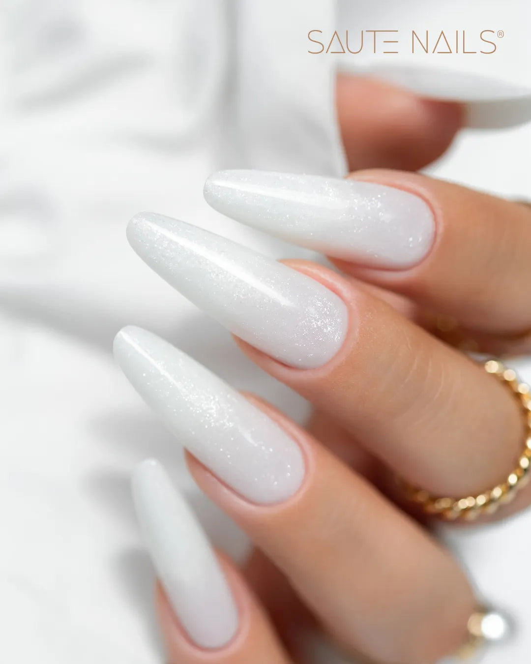 Shimmering Milky White Long Stiletto Nails Shimmering Milky White Long Stiletto Nails β Milky White Nails
