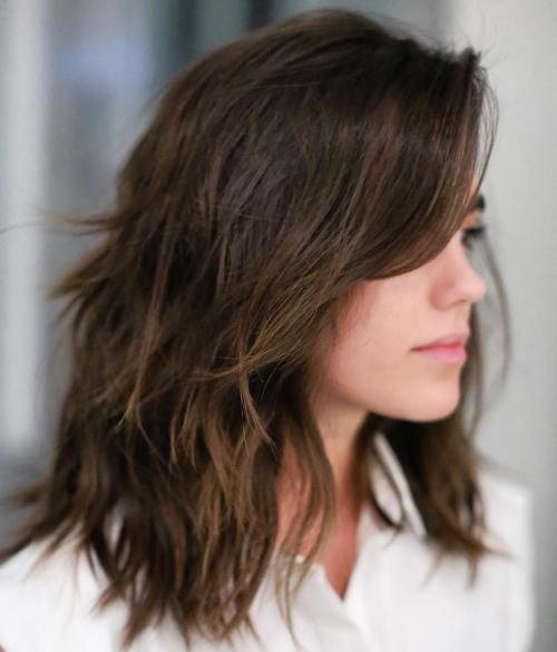Shoulder-Length Layered Shag With Choppy Layers — Winter Hairstyles for Thick Hair