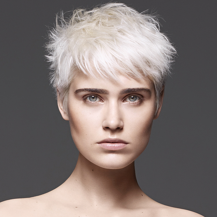 Platinum Blonde Spiky Pixie with Choppy Bangs Platinum Blonde Spiky Pixie with Choppy Bangs β Winter Haircuts for Women