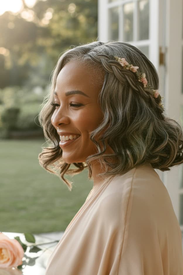 Salt And Pepper Visual Idea — Winter Half Up Half Down Hairstyles