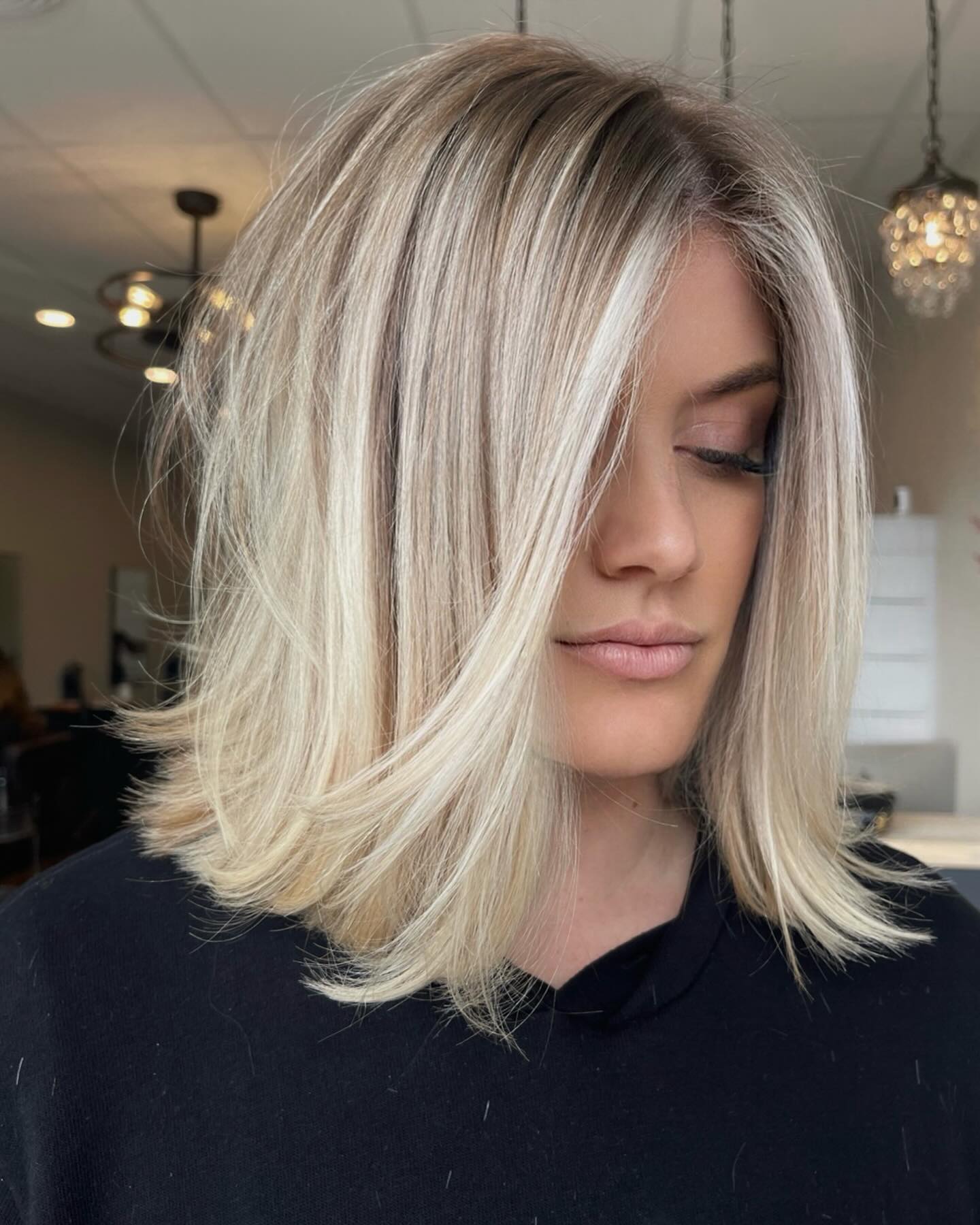 Ash Blonde Platinum Highlighted Chin Bob — Winter Hair Colors for Blondes