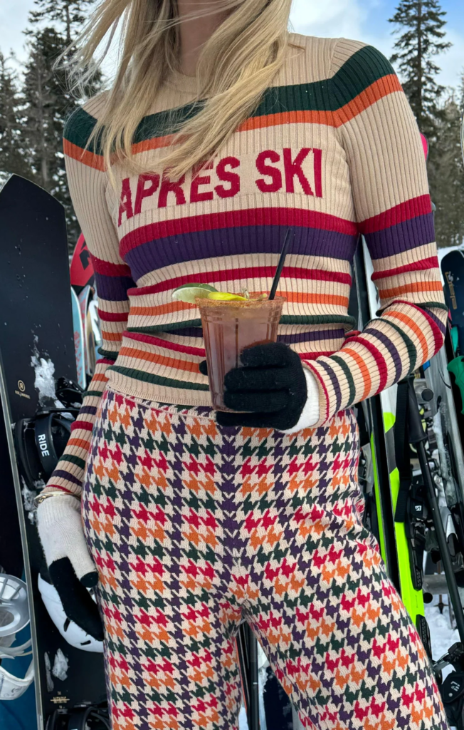 Striped 'Après Ski' Sweater with Houndstooth Pants Striped 'Après Ski' Sweater with Houndstooth Pants — Ski Outfits