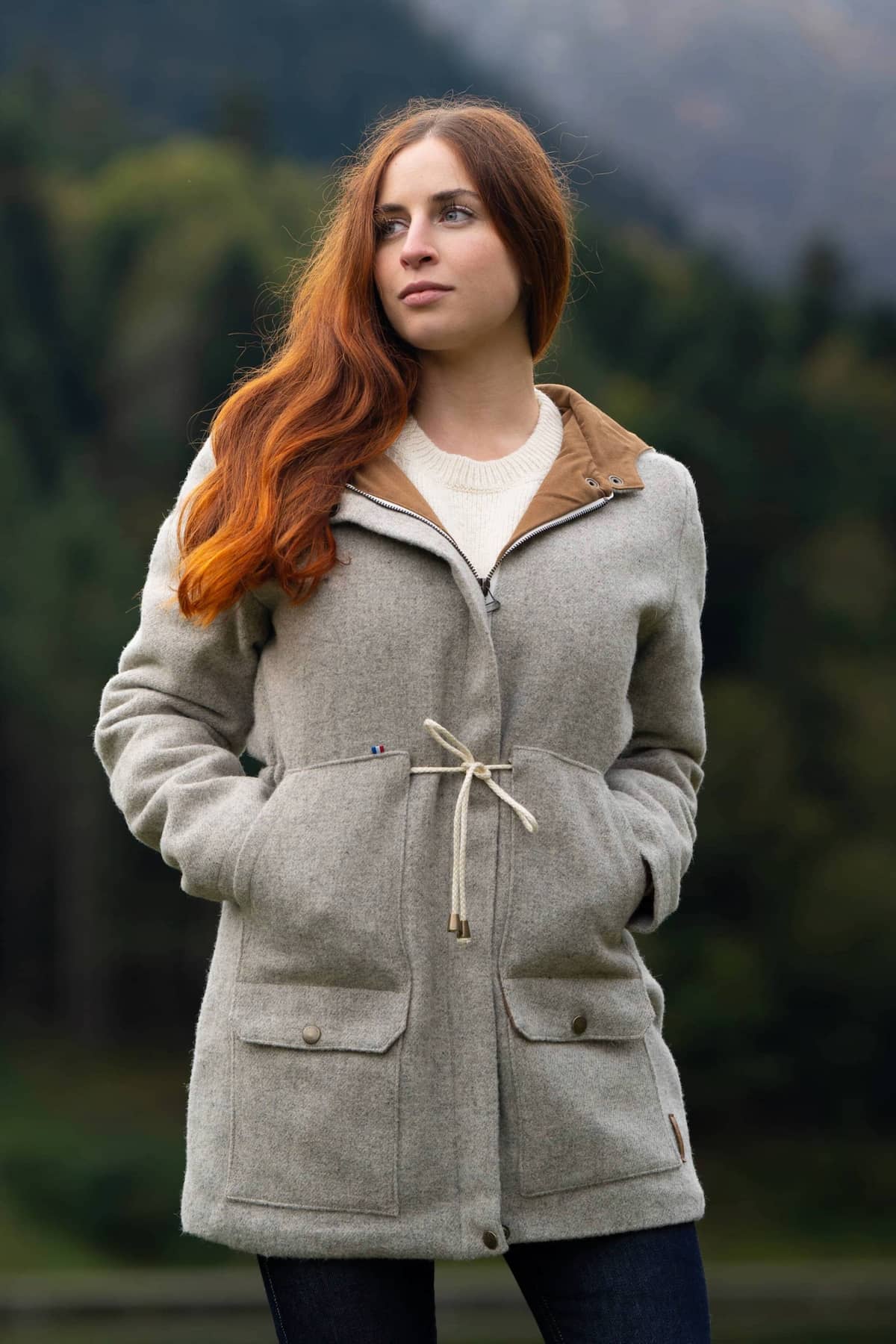 Light Grey Wool Coat with Drawstring Waist — Wool Coat Outfits