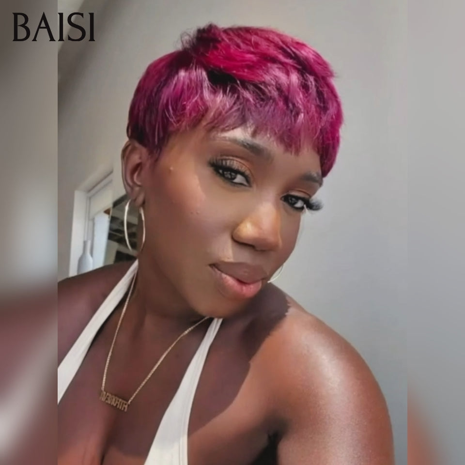 Vibrant Burgundy Pixie — Burgundy Hair Color
