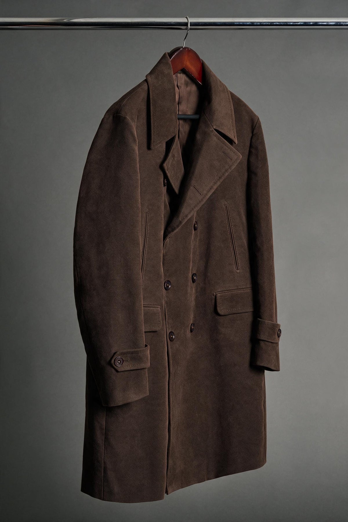 Brown Moleskin Peacoat with Classic Double-Breasted Closure Brown Moleskin Peacoat with Classic Double-Breasted Closure β Peacoat Outfits