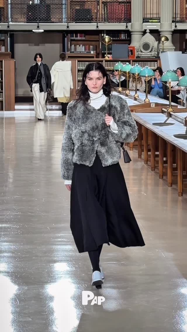 Grey Fux Fur Jacket and Wide Skirt — Paris Winter Outfits