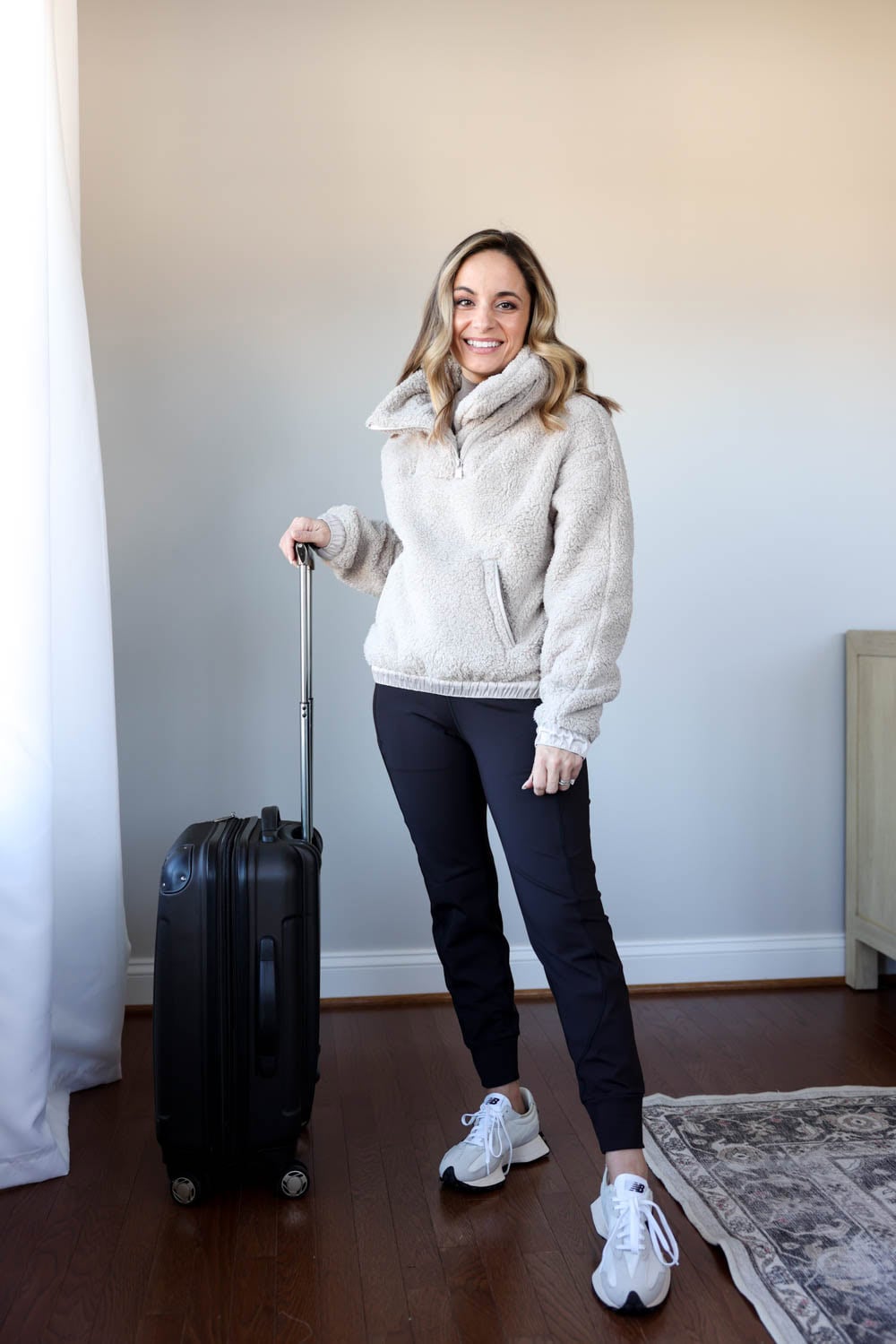 Fuzzy Pullover for a Cozy and Casual Travel Ensemble — Winter Travel Outfits
