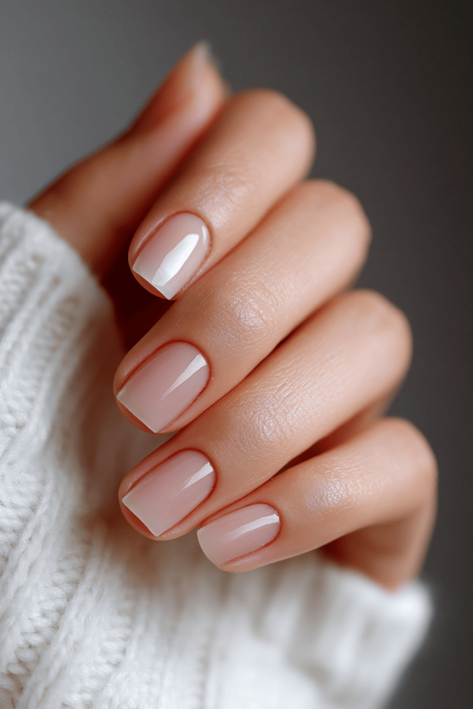 Sheer Milky Pink Glossy Short Square Sheer Milky Pink Glossy Short Square β Classy Short Winter Nails