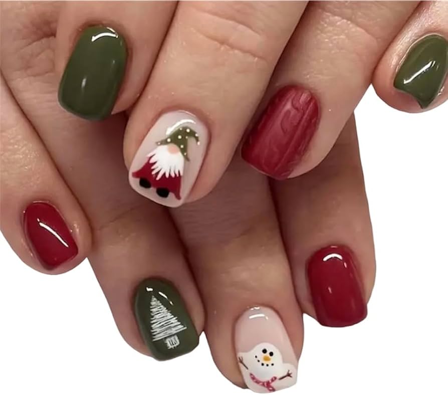 Gnome Illustration Visual Idea Gnome Illustration Visual Idea β Red and Green Christmas Nails 2026