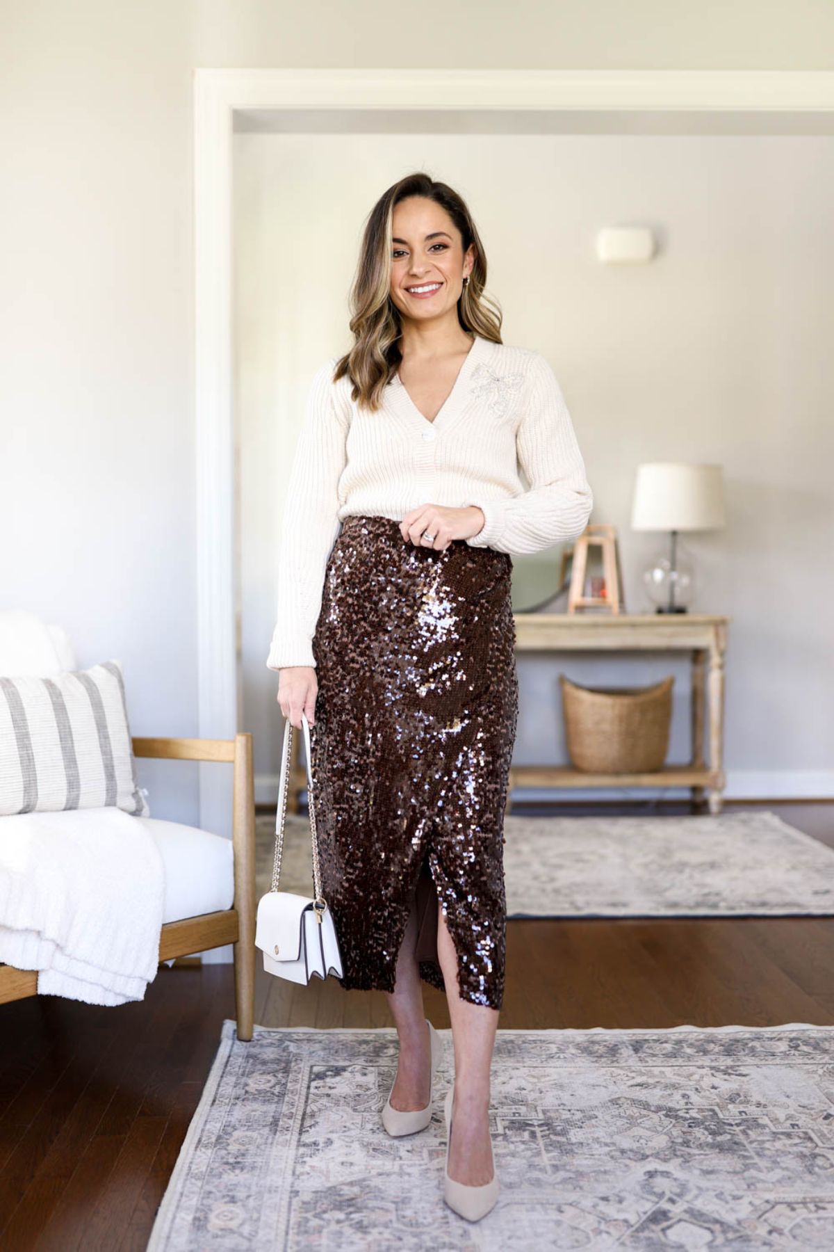 Sequin Skirt for a Festive Church Occasion — Winter Church Outfits