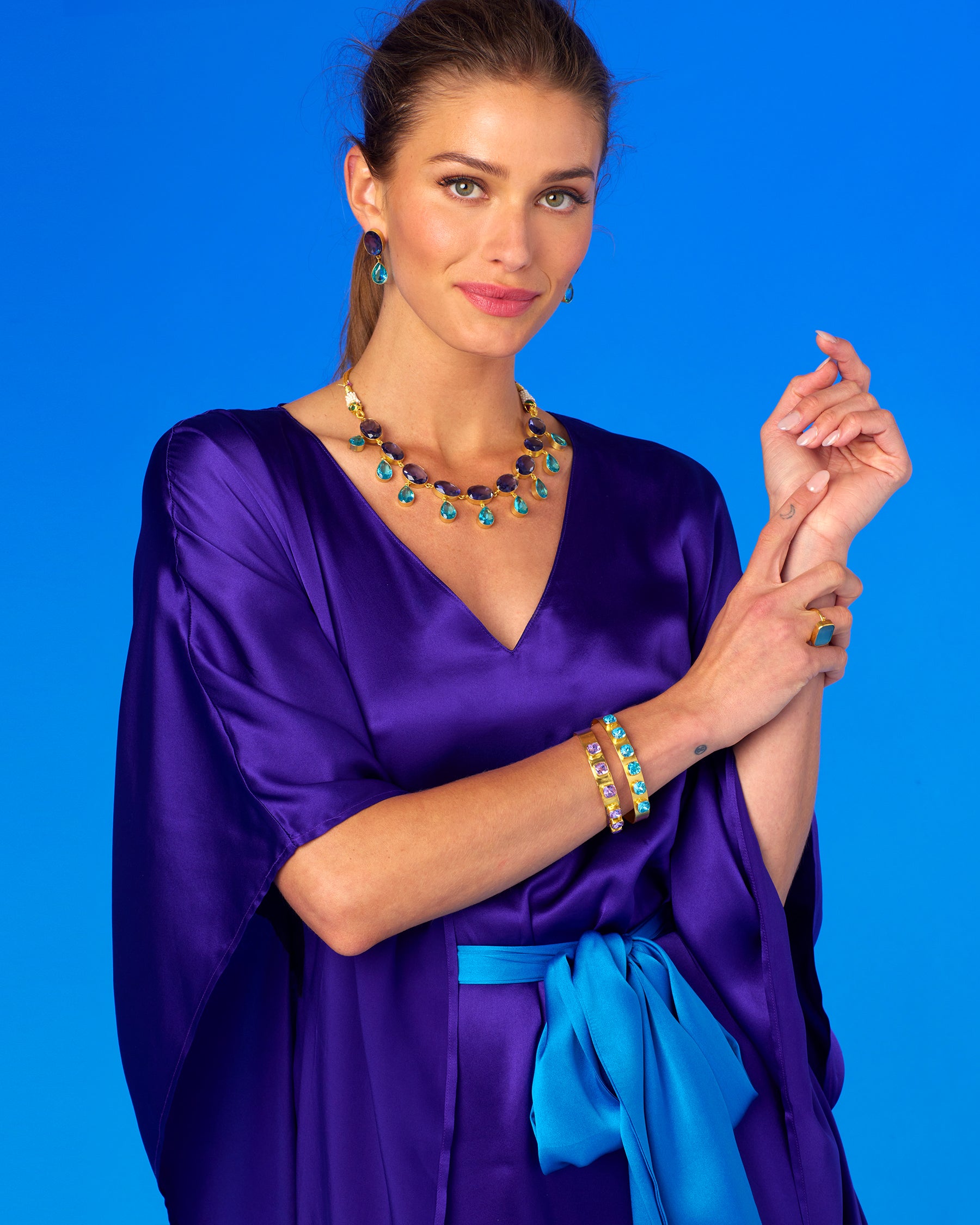 Luxurious Silk Kaftan with Contrasting Sash Luxurious Silk Kaftan with Contrasting Sash β Royal Purple Outfits