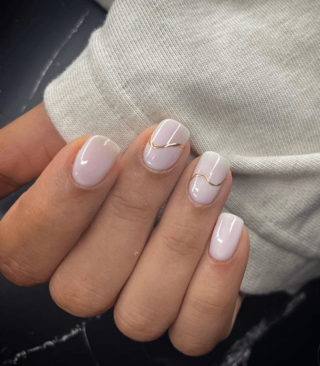 Thin Gold Wire Accent On Two Nails Visual Idea — Cute New Years Nails 2027