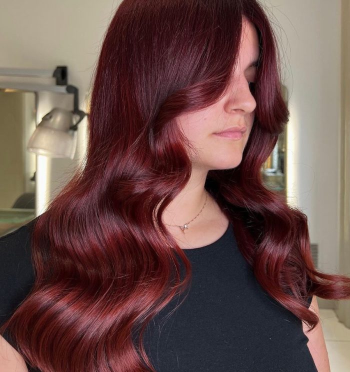 Deep Glossy Burgundy With Cool Undertones Deep Glossy Burgundy With Cool Undertones β Winter Red Hair Colors