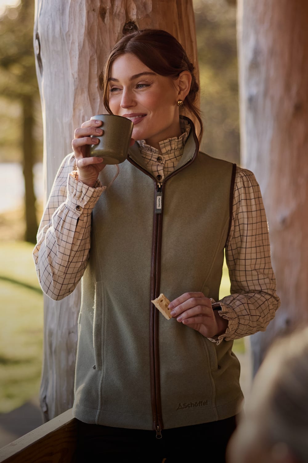 Olive Green Fleece Vest Over Checked Shirt Olive Green Fleece Vest Over Checked Shirt β Winter Hiking Outfits