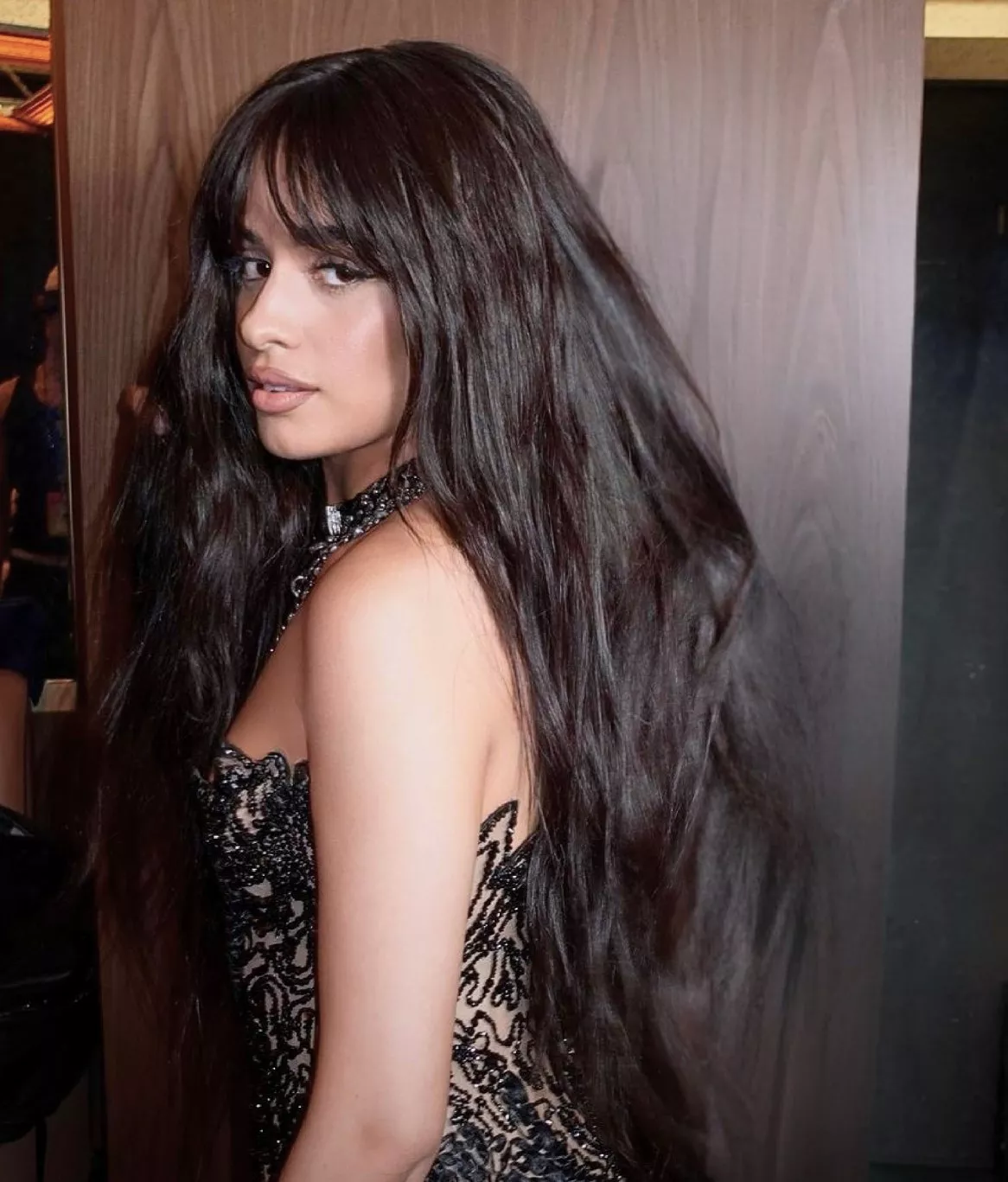 Mid-Back Espresso With Full Bangs — Espresso Brown Hair