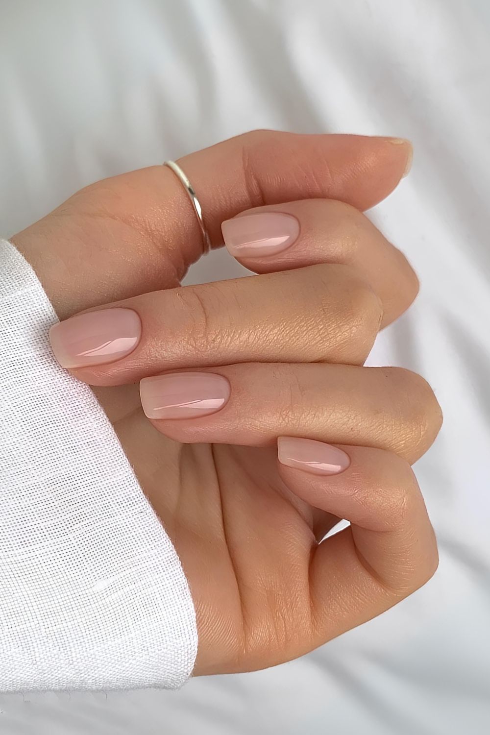 Sheer Nude Pink Short Square Chic — Natural Winter Nails