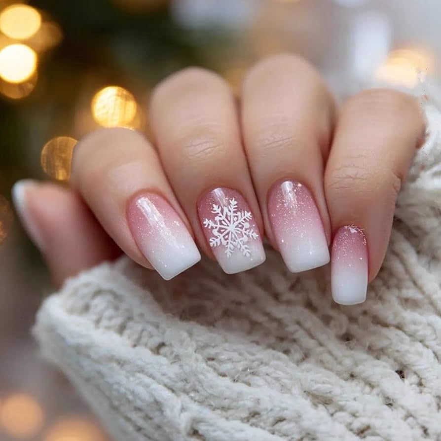 Sheer Blue Glitter Stiletto with Delicate Snowflake Sheer Blue Glitter Stiletto with Delicate Snowflake β Snowflake Nails