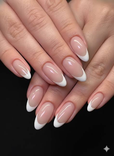 Perfectly Executed Medium Almond French Perfectly Executed Medium Almond French β Clean Girl Winter Nails