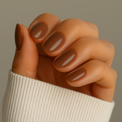 Warm Brown Glossy Short Oval Nails Warm Brown Glossy Short Oval Nails β Winter Nail Colors