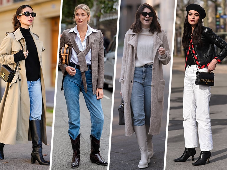 Trench Coat Layering: Black Boots with Turtleneck and Straight-Leg Jeans Trench Coat Layering: Black Boots with Turtleneck and Straight-Leg Jeans β Black Boots Outfits