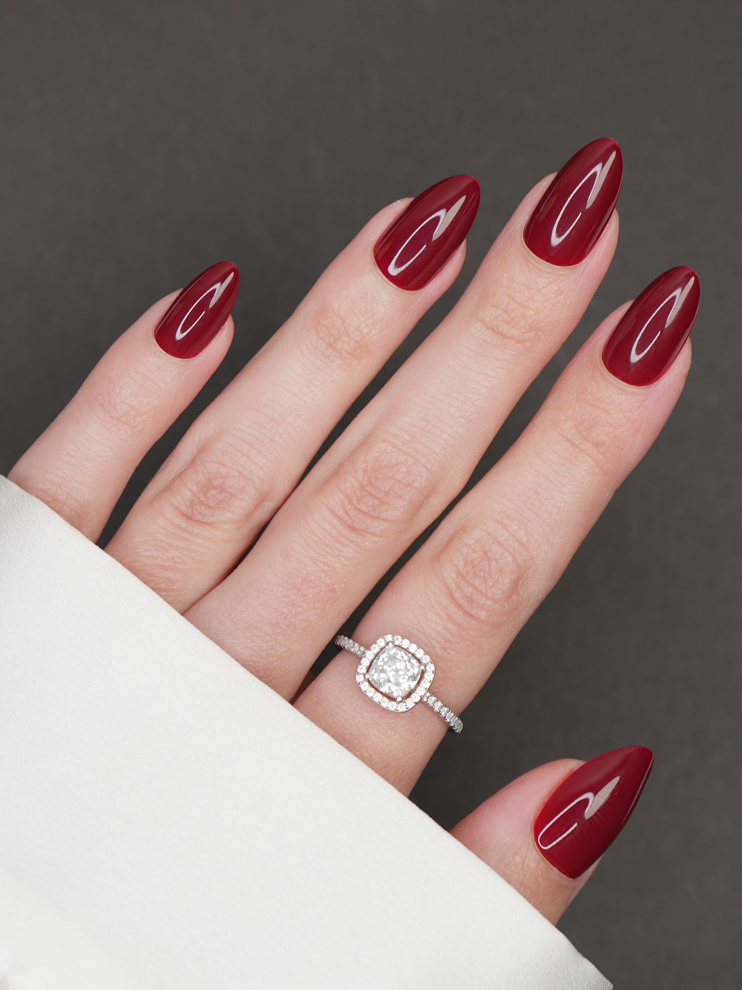 Deep Glossy Burgundy Medium Oval Nails Deep Glossy Burgundy Medium Oval Nails β Burgundy Christmas Nails 2026