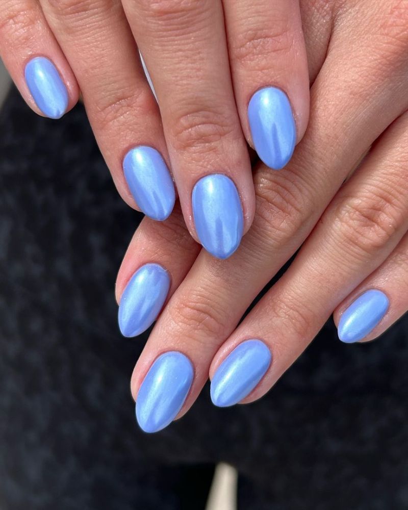 Light Blue Pearlescent Sheen — Simple Winter Nails