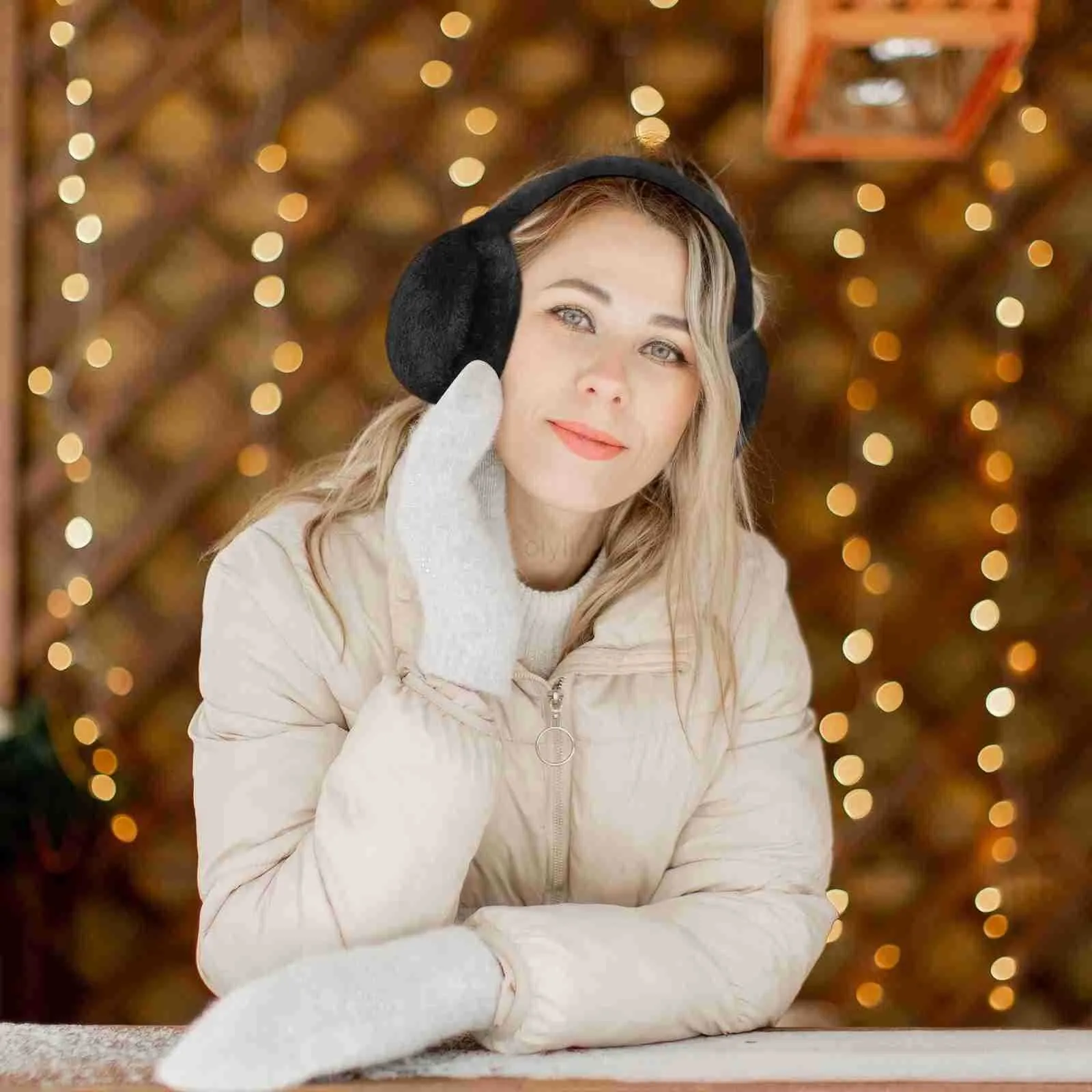 Black Fuzzy Earmuffs with Quilted Puffer Jacket Black Fuzzy Earmuffs with Quilted Puffer Jacket β Earmuffs Outfits