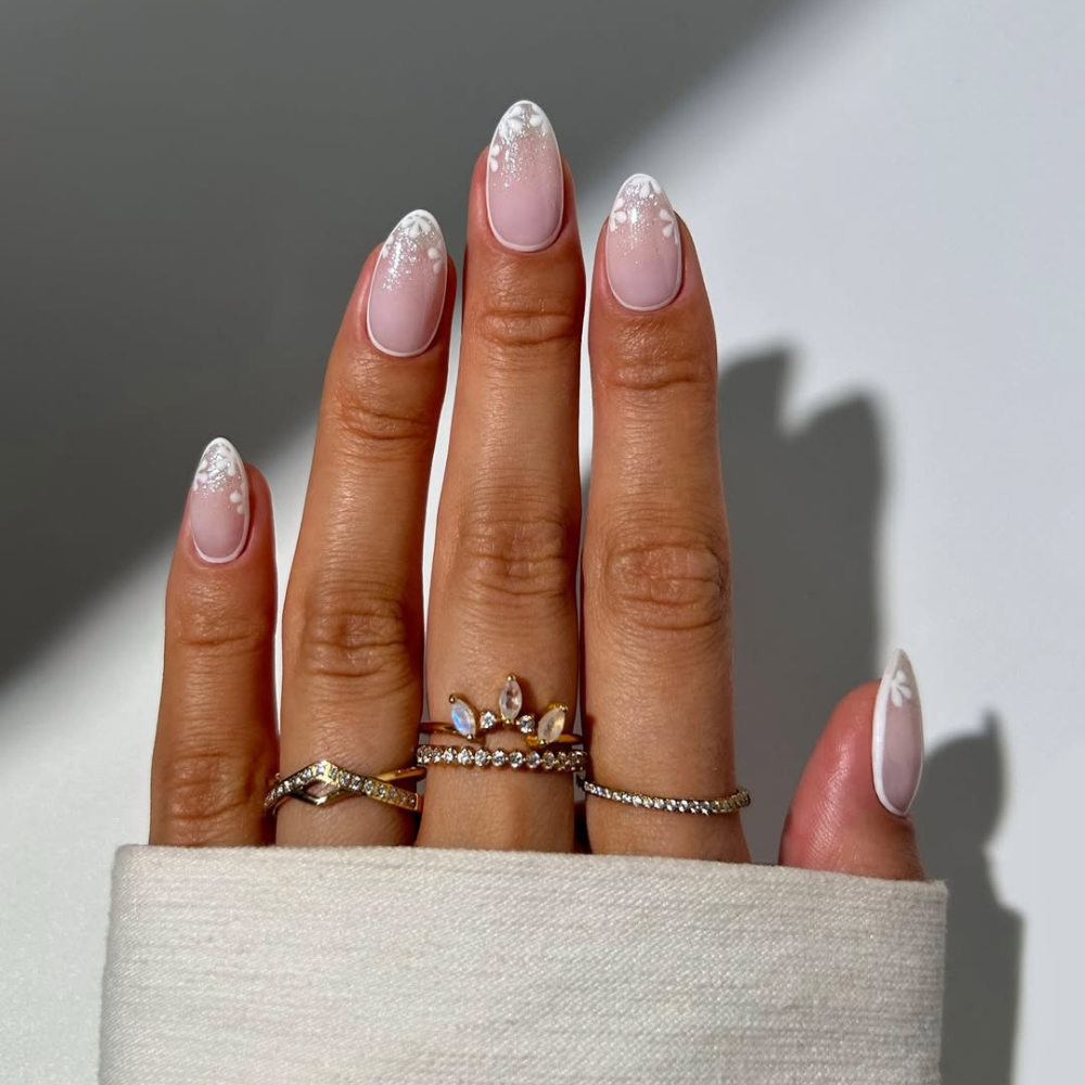 Glossy With Glitter Accents Visual Idea Glossy With Glitter Accents Visual Idea β Christmas Nails for Women Over 50 2026