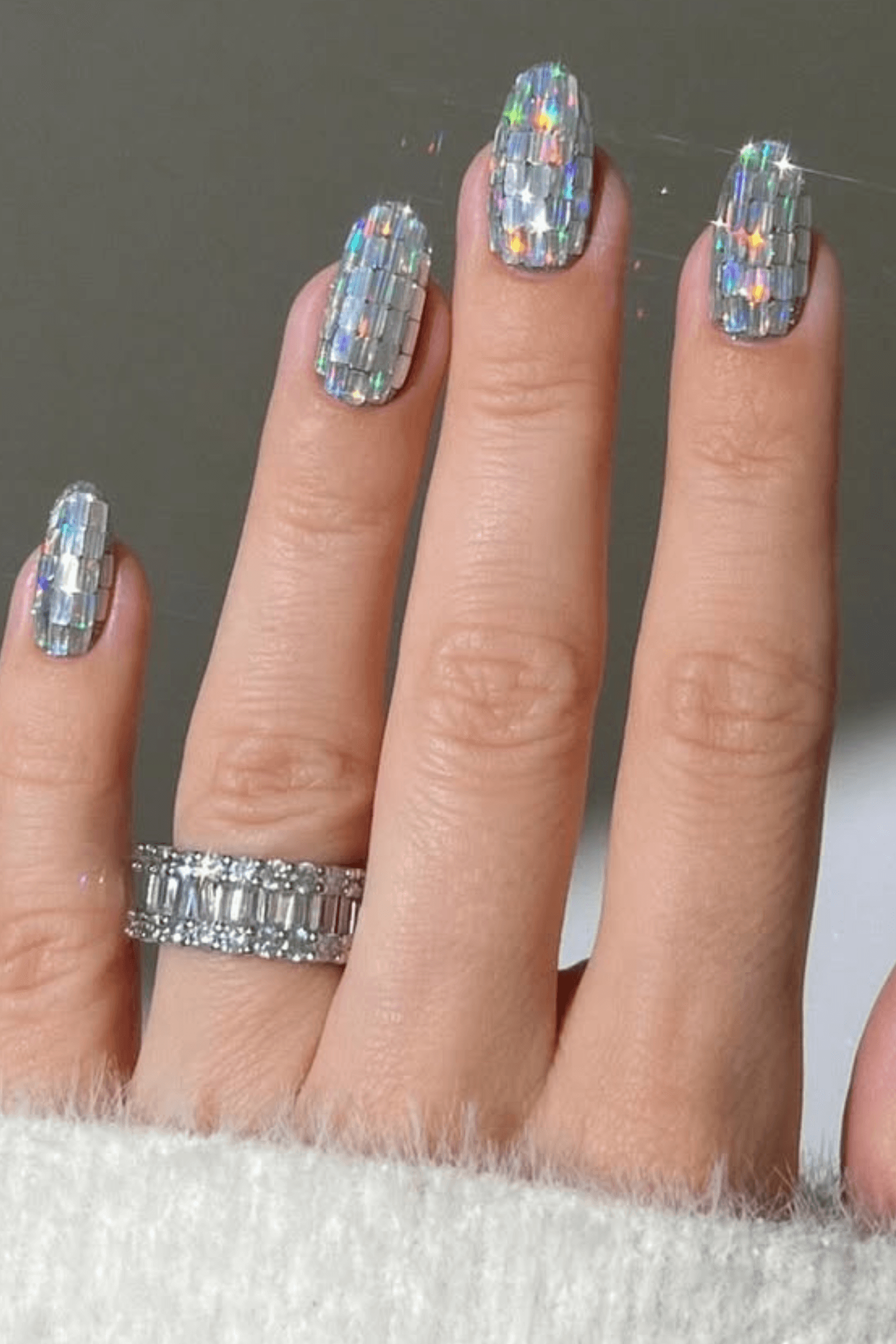 Short Square Mosaic Tile Nails Short Square Mosaic Tile Nails β New Years Acrylic Nails 2027