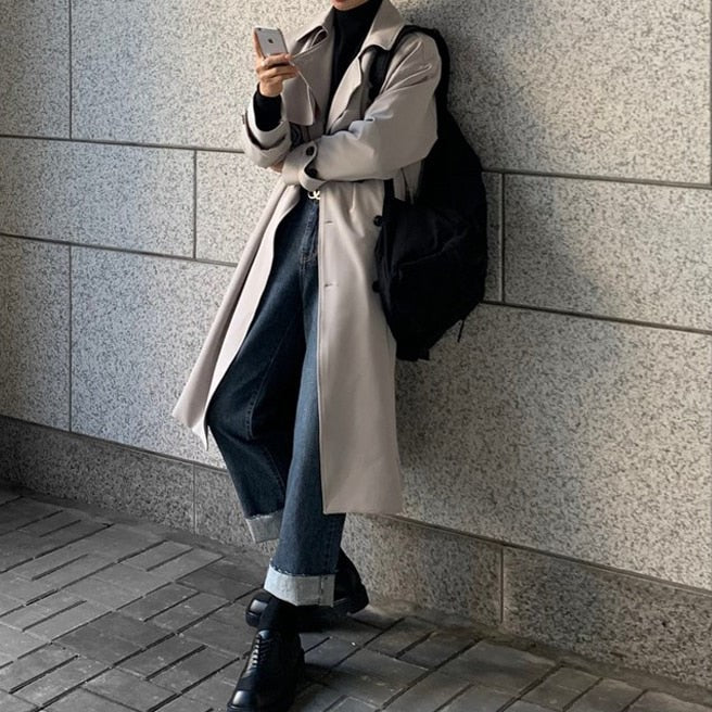 Urban Explorer: Beige Trench Coat Ensemble Urban Explorer: Beige Trench Coat Ensemble β Korean Winter Outfits