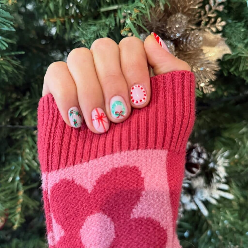Sparkling Deep Green Glitter French Sparkling Deep Green Glitter French β Simple Christmas Nails 2026